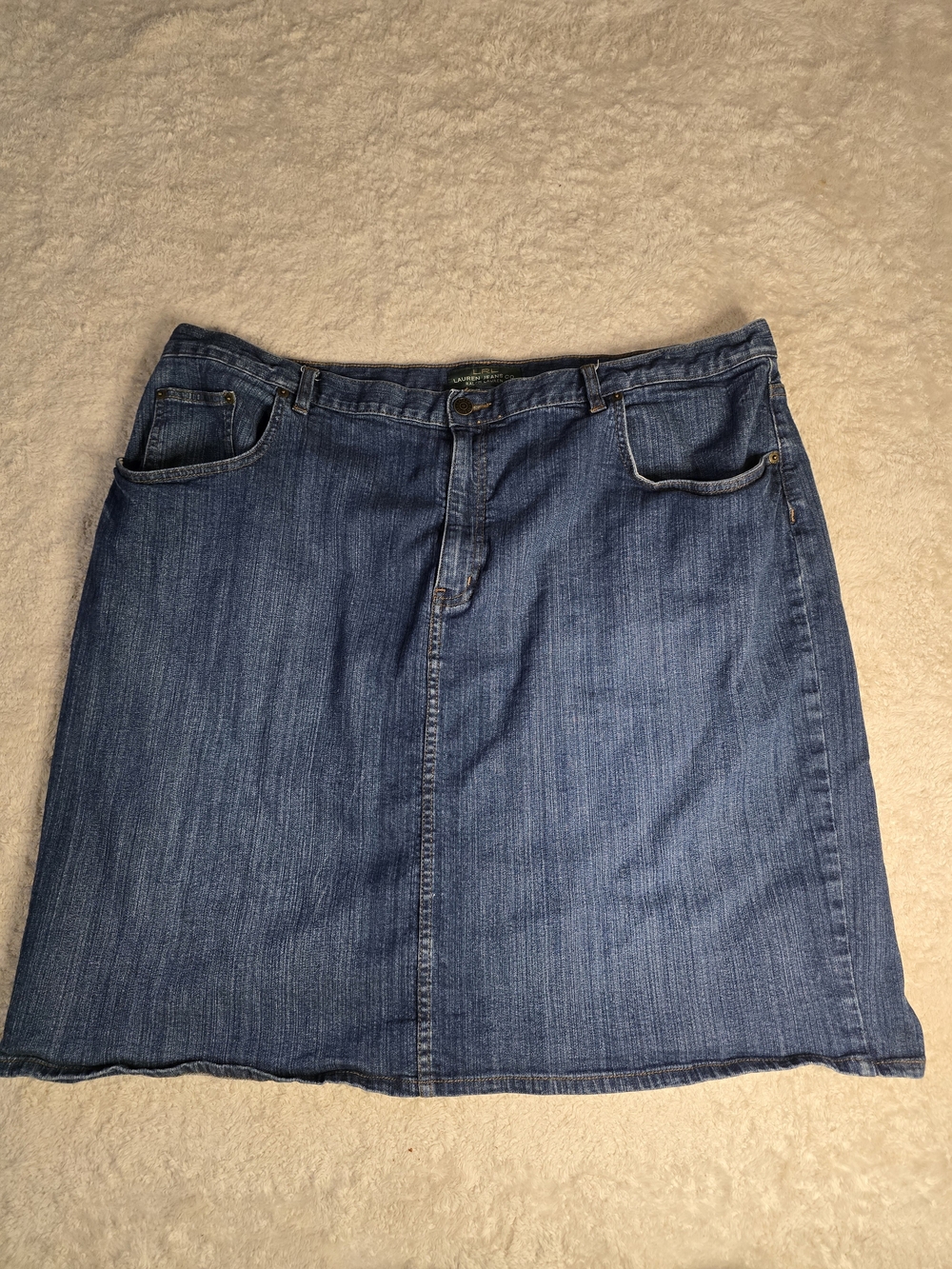 Lauren Ralph Lauren Blue Denim A-Line Skirt Plus Size 20w
